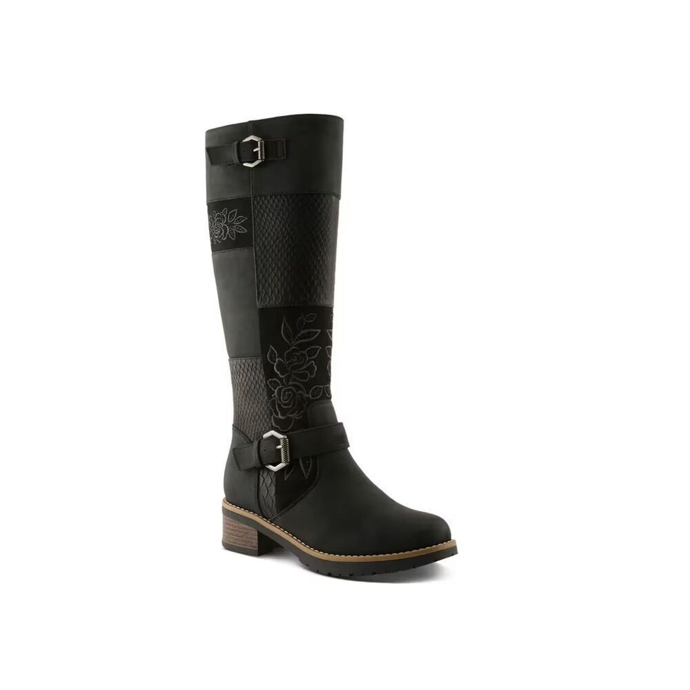 Patrizia by Spring Step Collage tall boots knee-high patchwork embroidered sz 38